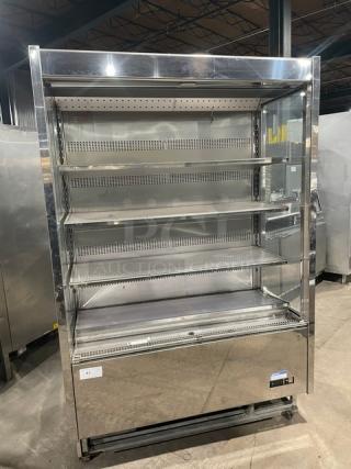 Langer Commercial Stainless Steel Self-Contained Refrigerated Open Grab-N-Go Display Merchandiser Case! With Adjustable Shelves! Model: Karlos 200 UL SN: 44040! 230V 1 Phase! On Castors!