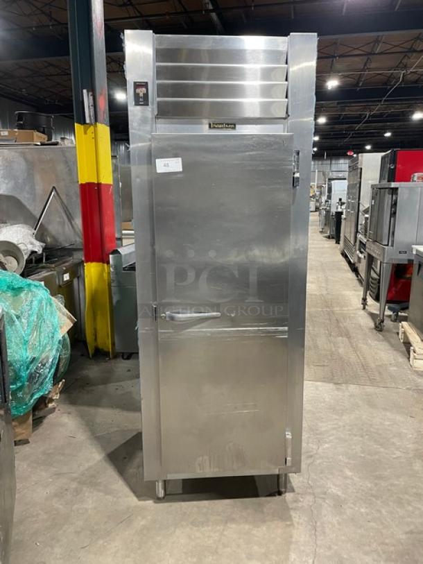 Traulsen Commercial Stainless Steel Solid Single Door Reach In Freezer! With Built In Pan Holding Racks! Model: RLT132WUT-FHS SN: T176458L11! 115V 1 Phase! On Legs! Working When Removed! - Image 1 of 9