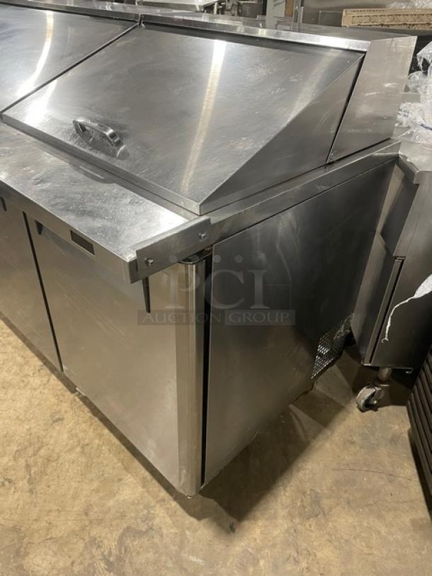 Turbo-Air M3 Series Commercial Stainless Steel Solid 3 Door Refrigerated Bain Marie Style Mega Top Salad/Sandwich Prep Table! With Poly Coated Wire Racks! Model: MST-72-30-N! 115V! On Casters! - Image 2 of 10