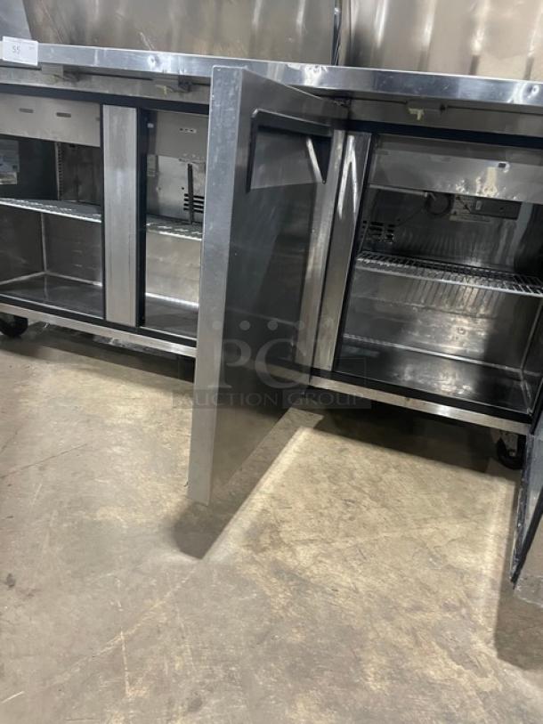 Turbo-Air M3 Series Commercial Stainless Steel Solid 3 Door Refrigerated Bain Marie Style Mega Top Salad/Sandwich Prep Table! With Poly Coated Wire Racks! Model: MST-72-30-N! 115V! On Casters! - Image 6 of 10
