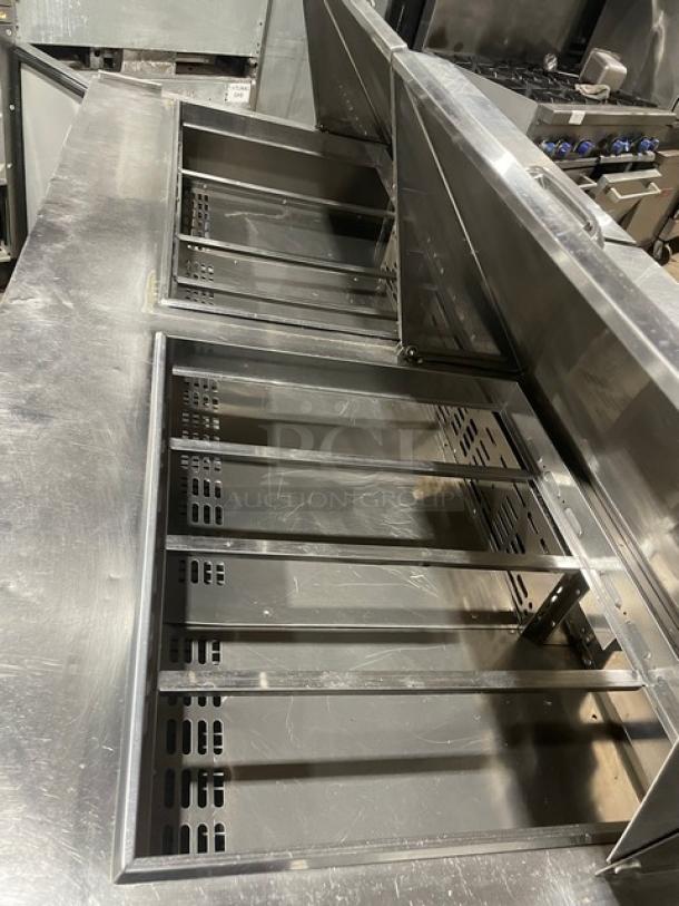 Turbo-Air M3 Series Commercial Stainless Steel Solid 3 Door Refrigerated Bain Marie Style Mega Top Salad/Sandwich Prep Table! With Poly Coated Wire Racks! Model: MST-72-30-N! 115V! On Casters! - Image 8 of 10