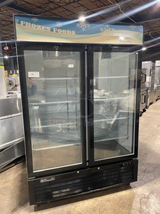 Blue Air Commercial Double Glass Door Reach In Freezer Merchandiser! With Poly Coated Racks! Model: BKGF49 SN: KGF49W-R06-0038! 115V 1 Phase! On Casters! - Item #1155791