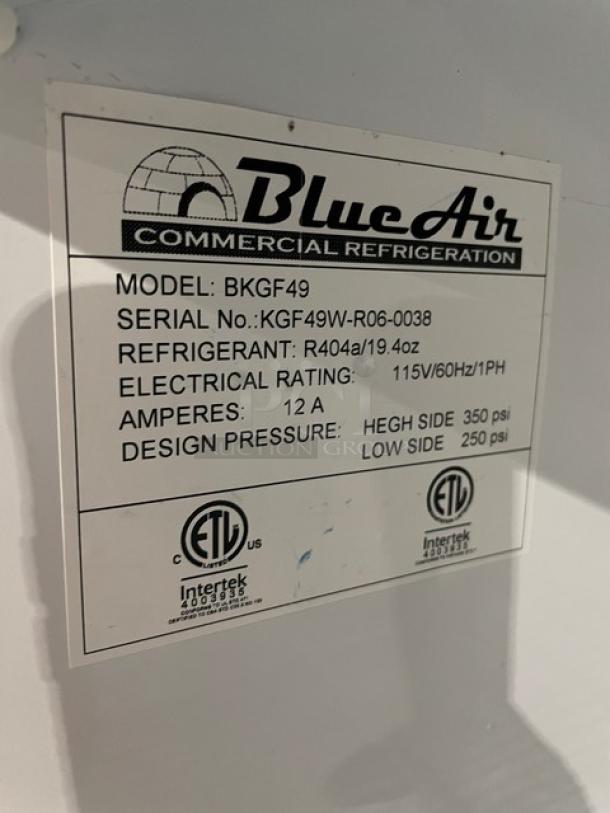 Blue Air Commercial Double Glass Door Reach In Freezer Merchandiser! With Poly Coated Racks! Model: BKGF49 SN: KGF49W-R06-0038! 115V 1 Phase! On Casters! - Image 8 of 10