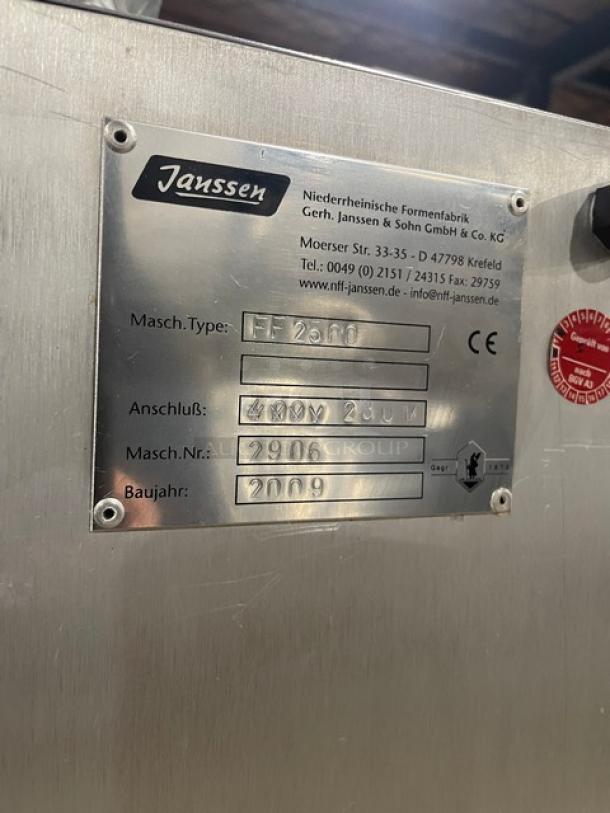 Janssen Commercial Stainless-Steel Heavy-Duty Pastry Forming Machine! On Stand With Rear Casters! Model: FF2500! 230V! - Image 11 of 12