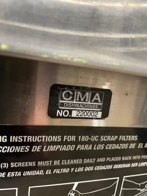 CMA Dishmachines Commercial Stainless Steel Undercounter High Temp Dishwasher! With Full Size Cup Rack! Model: 180UC SN: 220002! - Image 7 of 9
