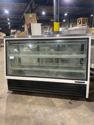 True Commercial Slanted Glass Refrigerated Deli Meat Display Case/Merchandiser! With Poly Coated Racks! With Rear Double Sliding Glass Doors! Model: TSID-72-3 SN: 1-4377737! 115V 1 Phase! On Casters! - Item #1155837