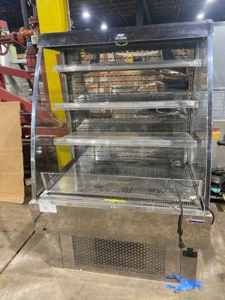 Omcan! Late Model! Commercial Stainless Steel Self Contained Refrigerated Open Grab-N-Go Display Merchandiser Showcase! With Adjustable Tier Shelves! Model: RS-CN-0380 SN: 4000480930523010! 110V! Working When Removed!