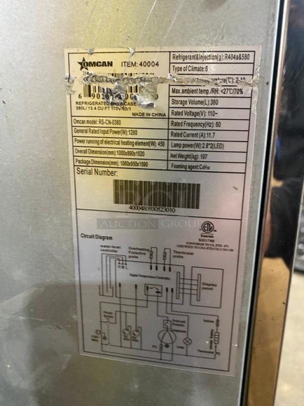 Omcan! Late Model! Commercial Stainless Steel Self Contained Refrigerated Open Grab-N-Go Display Merchandiser Showcase! With Adjustable Tier Shelves! Model: RS-CN-0380 SN: 4000480930523010! 110V! Working When Removed! - Image 5 of 8
