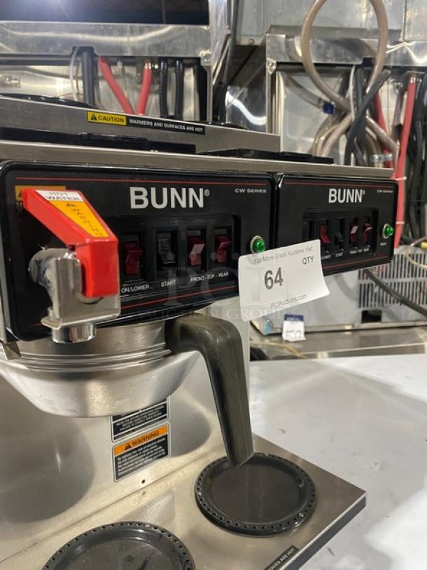 Bunn CW Series Commercial Stainless Steel Countertop 6 Warmer Twin Coffee Brewer! With 4 Upper & 2 Lower Warmers! With Bunn Stainless Steel Coffee Funnel! With Hot Water Dispenser! Model: CWTF 4/2 TWIN, 120/240V SF SN: TWIN062560! 120/240V 1 Phase! - Image 7 of 8