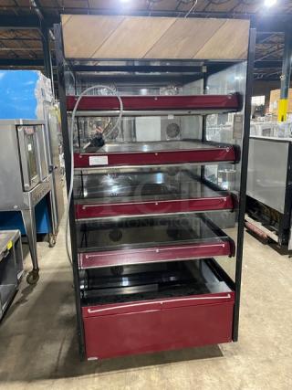 Like New! Flexeserve Nuttall Series Commercial 5 Tier Free Standing Heated Open Grab-N-Go Merchandiser Display Showcase! With Individual Temperature Controlled Tiers! Model: FXZNA10S5S-PR61 SN: 2118026956! 208/240V! On Casters! Working When Removed!