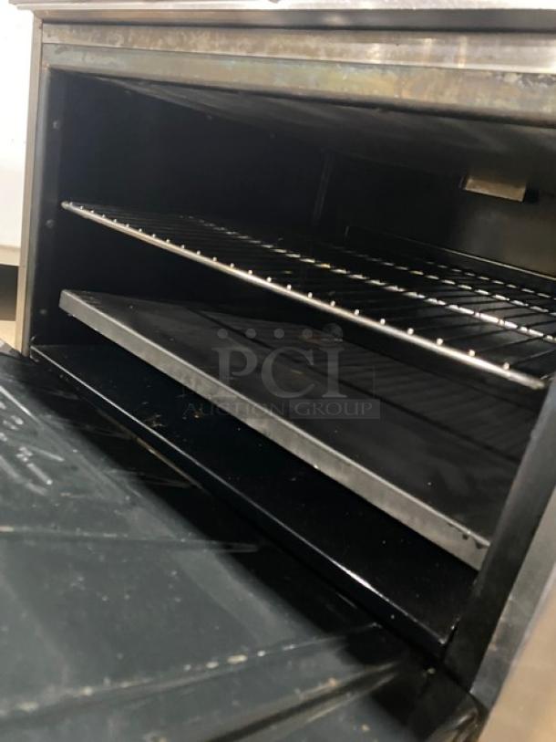 Imperial Commercial Stainless Steel Electric Powered 6 Burner Hot Plate Range! With Full Oven Underneath! With Back Splash & Overhead Salamander Shelf! With Oven Racks! - Image 7 of 9