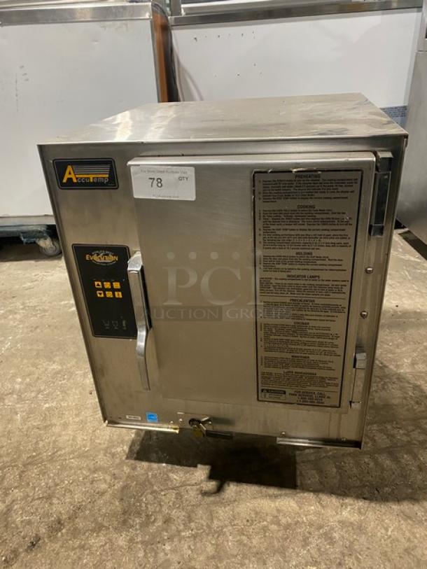 AccuTemp Evolution Series Commercial Stainless Steel Electric Powered Countertop Boilerless 6 Pan Convection Steamer! With Built In Pan Holding Rack! Model: E62083E15000250 SN: 50531! 208V 3 Phase! On Legs! - Image 1 of 8