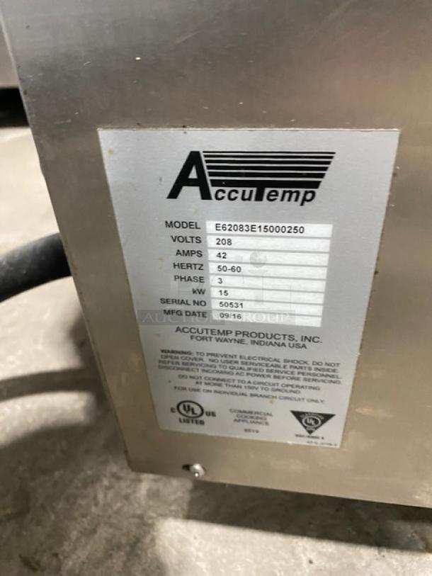 AccuTemp Evolution Series Commercial Stainless Steel Electric Powered Countertop Boilerless 6 Pan Convection Steamer! With Built In Pan Holding Rack! Model: E62083E15000250 SN: 50531! 208V 3 Phase! On Legs! - Image 7 of 8