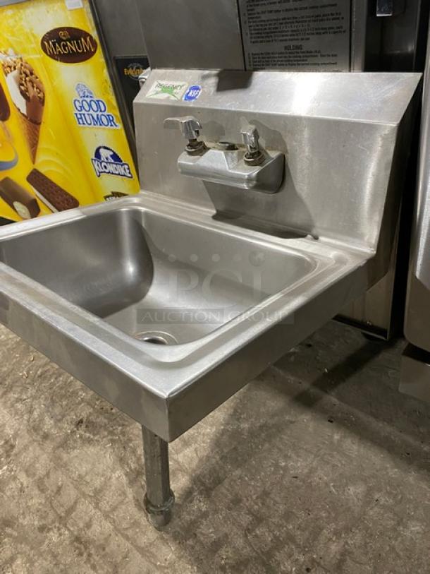 Regency Tables And Sinks Commercial Stainless Steel Wall-Mounted Single Compartment Handwashing Sink! With Knobs & Backsplash! With Drain Basket! - Image 2 of 6
