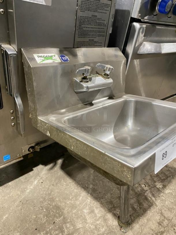 Regency Tables And Sinks Commercial Stainless Steel Wall-Mounted Single Compartment Handwashing Sink! With Knobs & Backsplash! With Drain Basket! - Image 3 of 6