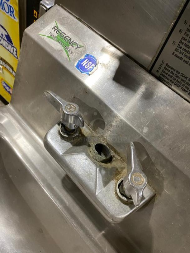Regency Tables And Sinks Commercial Stainless Steel Wall-Mounted Single Compartment Handwashing Sink! With Knobs & Backsplash! With Drain Basket! - Image 5 of 6