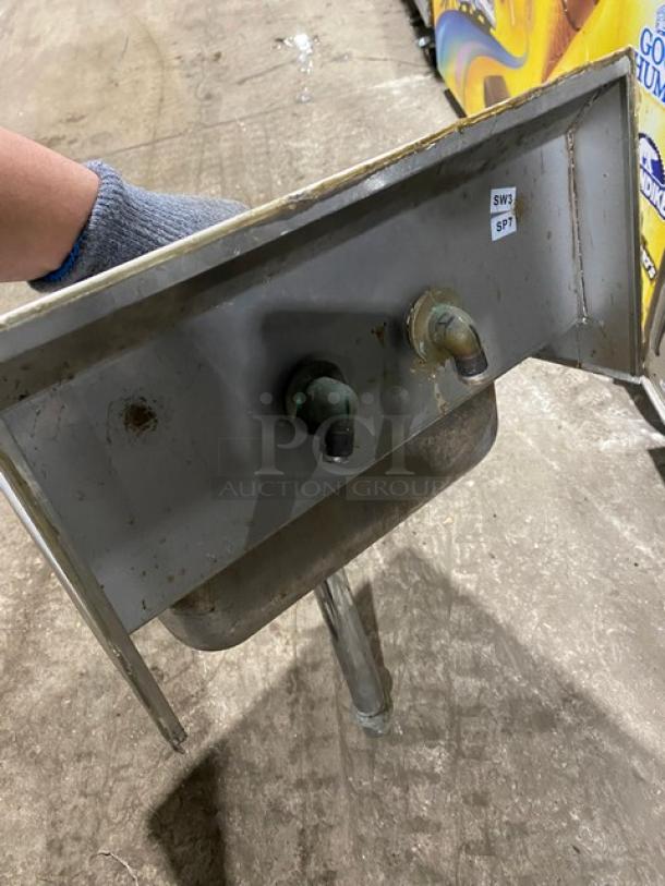 Regency Tables And Sinks Commercial Stainless Steel Wall-Mounted Single Compartment Handwashing Sink! With Knobs & Backsplash! With Drain Basket! - Image 6 of 6