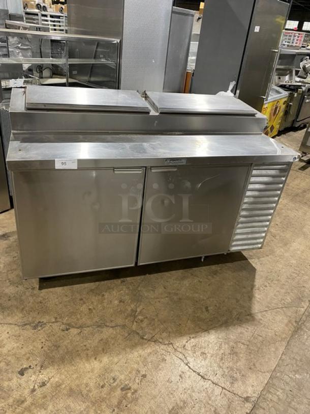 Delfield Commercial Stainless Steel 2 Door Refrigerated Bain Marie Style Mega Top Pizza Prep Table! Model: 18666PT SN: 97840M! 115V 1 Phase! On Casters! - Image 1 of 11