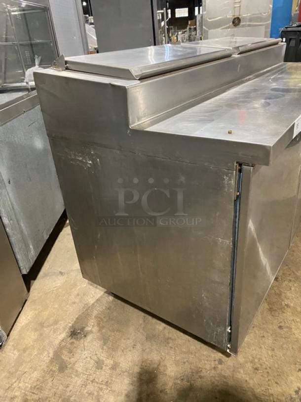 Delfield Commercial Stainless Steel 2 Door Refrigerated Bain Marie Style Mega Top Pizza Prep Table! Model: 18666PT SN: 97840M! 115V 1 Phase! On Casters! - Image 2 of 11