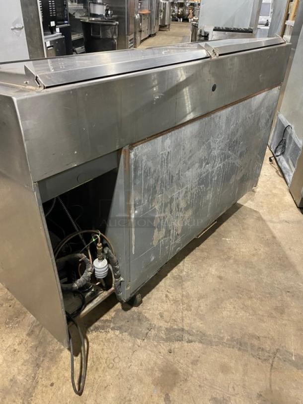 Delfield Commercial Stainless Steel 2 Door Refrigerated Bain Marie Style Mega Top Pizza Prep Table! Model: 18666PT SN: 97840M! 115V 1 Phase! On Casters! - Image 3 of 11