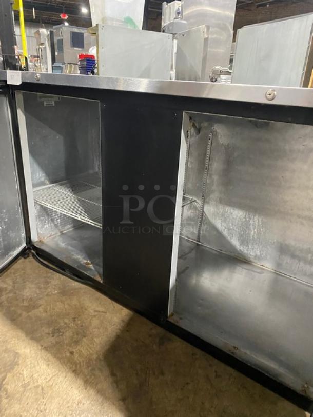 Beverage-Air Commercial Black 2 Door Refrigerated Back Bar Beverage Cooler! With Stainless Steel Worktop! With Poly Coated Wire Racks! Model: BB68-1! 115V 1 Phase! - Image 5 of 8