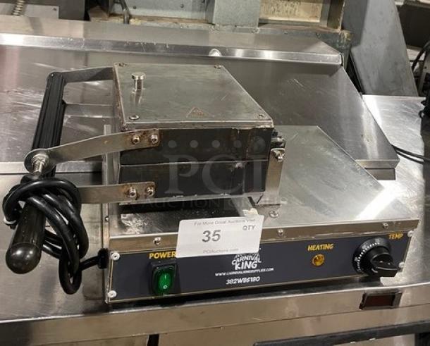 Carnival King Commercial Stainless Steel Countertop Single Brussels Style Belgian Waffle Maker! Model: 382WBS180 SN: CK-240276R-678! 120V! On Legs! - Image 1 of 10