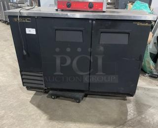 True Commercial Black 2 Door Bar Back Cooler! With Stainless Steel Worktop! With Poly Coated Wire Racks! Model: TBB-2 SN: 6975723! 115V 1 Phase! - Item #1155781