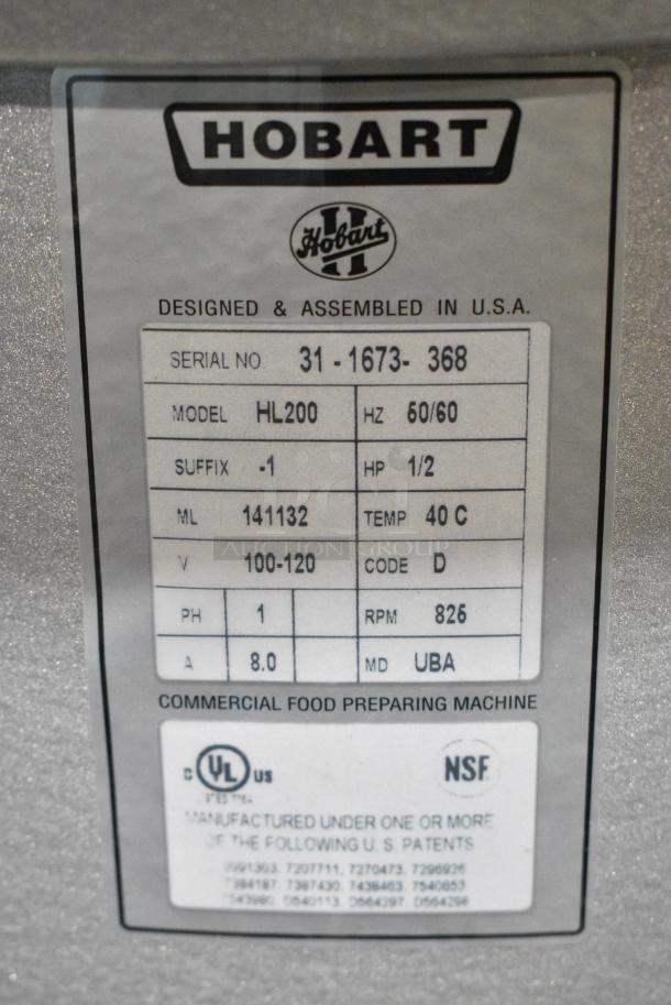 BRAND NEW SCRATCH AND DENT! Hobart HL200 Metal Commercial Countertop 20 Quart Planetary Dough Mixer w/ Bowl Guard. 100-120 Volts, 1 Phase. Tested and Working! - Image 7 of 7