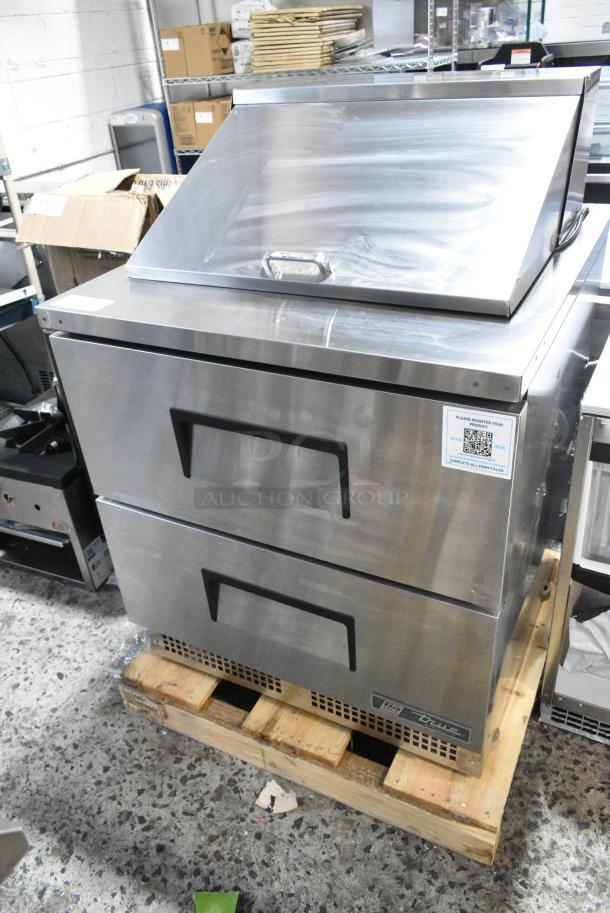 BRAND NEW SCRATCH AND DENT! 2024 True TFP-32-12M-D-2 Stainless Steel Commercial Sandwich Salad Prep Table Bain Marie Mega Top w/ 2 Drawers. 115 Volts, 1 Phase. Tested and Working! - Image 2 of 7