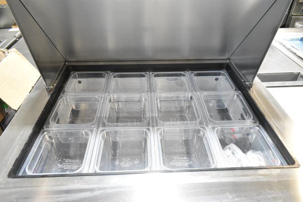 BRAND NEW SCRATCH AND DENT! 2024 True TFP-32-12M-D-2 Stainless Steel Commercial Sandwich Salad Prep Table Bain Marie Mega Top w/ 2 Drawers. 115 Volts, 1 Phase. Tested and Working! - Image 4 of 7