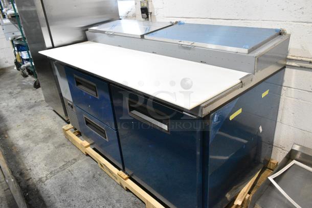 BRAND NEW SCRATCH AND DENT! 2024 Hoshizaki PR67B-D2 Stainless Steel Commercial 67" Refrigerated Pizza Prep Table with Two Drawers and One Door. 115 Volts, 1 Phase. Tested and Working! - Image 1 of 9