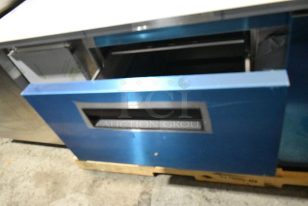 BRAND NEW SCRATCH AND DENT! 2024 Hoshizaki PR67B-D2 Stainless Steel Commercial 67" Refrigerated Pizza Prep Table with Two Drawers and One Door. 115 Volts, 1 Phase. Tested and Working! - Image 5 of 9