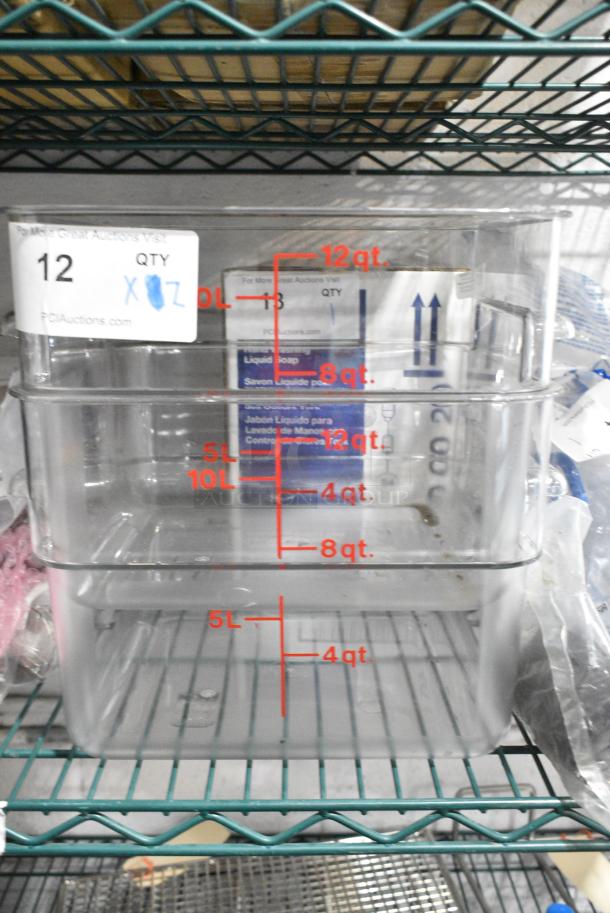 2 BRAND NEW SCRATCH AND DENT! 12SFSCW135 Cambro CamSquares® Classic 12 Qt. Clear Square Polycarbonate Food Storage Container. 2 Times Your Bid! - Image 1 of 4