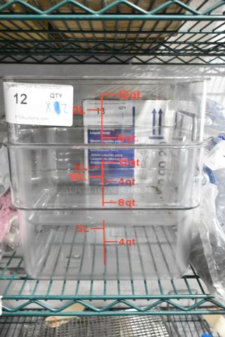 2 BRAND NEW SCRATCH AND DENT! 12SFSCW135 Cambro CamSquares® Classic 12 Qt. Clear Square Polycarbonate Food Storage Container. 2 Times Your Bid!