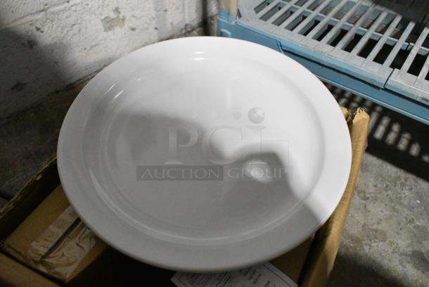 BRAND NEW SCRATCH AND DENT! 303BWNRP16 Acopa 10 1/2" Bright White Narrow Rim Stoneware Plate - 12/Case - Image 1 of 4