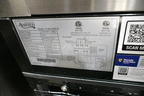 BRAND NEW SCRATCH AND DENT! Avantco 193BC60HCB BC-60-HC 60" Curved Glass Black Refrigerated Bakery Display Case. 110-120 Volts, 1 Phase. Tested and Working! - Image 6 of 6