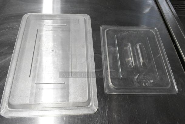 BRAND NEW SCRATCH AND DENT! Lot of 12 Clear Poly Lids and Drop In Bin Lids. - Image 2 of 4