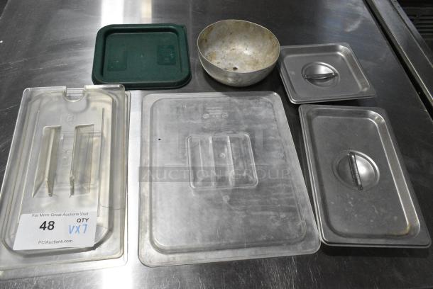 ALL ONE MONEY! Lot of Clear Poly Drop In Bin Lids, Metal Lids - Image 2 of 9