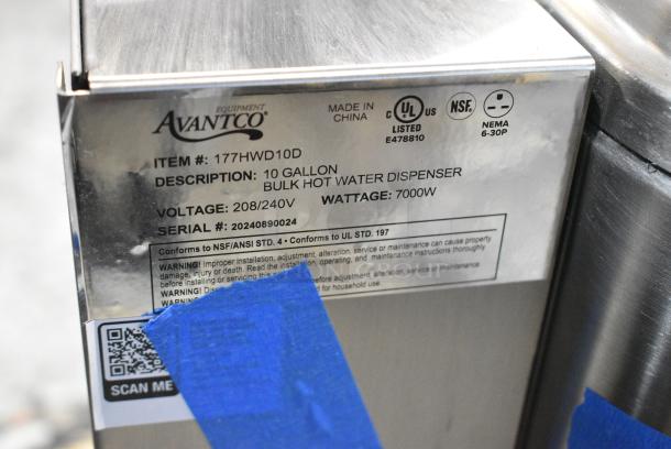 BRAND NEW SCRATCH AND DENT! 2024 Avantco 177HWD10D 10 Gallon Bulk Hot Water Dispenser. 208-240 Volts, 1 Phase. - Image 6 of 6