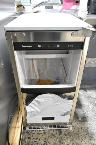 BRAND NEW SCRATCH AND DENT! 2024 Scotsman CU50GA-1C Undercounter Gourmet Cube Ice Machine - 65 lb. Missing Door. 115 Volts, 1 Phase. - Item #1155824