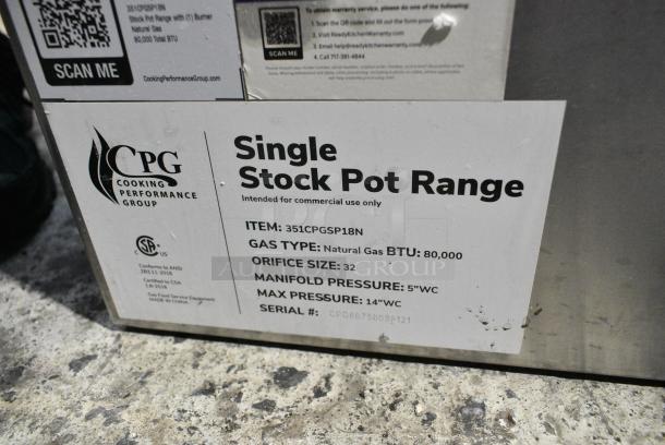 BRAND NEW SCRATCH AND DENT! Cooking Performance Group CPG-SP-18-N Natural Gas Stock Pot Range - 80,000 BTU - Image 2 of 6