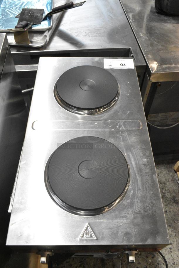 BRAND NEW SCRATCH AND DENT! Avantco 177EB202F2BM Double Burner Solid Top Stainless Steel Portable Electric Front-to-Back Hot Plate. 240 Volts, 1 Phase. - Image 6 of 6