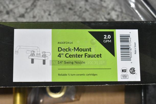 BRAND NEW SCRATCH AND DENT! 600FD414 Regency Deck-Mounted Faucet with 4" Centers and 14" Swing Spout - Image 3 of 3