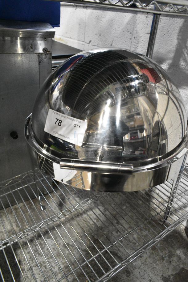 BRAND NEW SCRATCH AND DENT! Stainless Steel Round Roll Top Chafer - Image 1 of 3