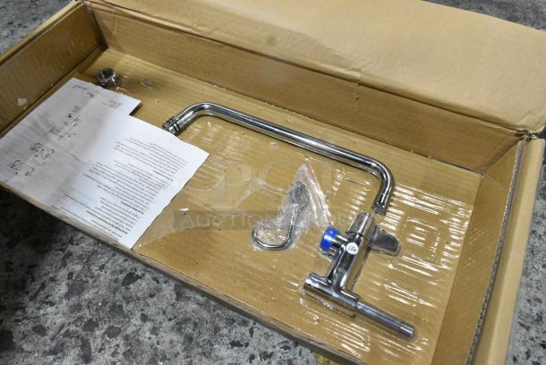 BRAND NEW SCRATCH AND DENT! Equip by T&S 5PR-8W12-C Wall Mounted 35 11/16" High Pre-Rinse Faucet with 8" Adjustable Centers, 1.2 GPM Spray Valve, 44" Hose, 12 1/8" Add-On Faucet, and 6" Wall Bracket - Image 4 of 4