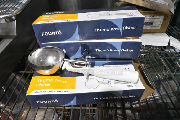 4 BRAND NEW SCRATCH AND DENT! Fourté #6 White Thumb Press Disher - 5.33 oz. 4 Times Your Bid! - Image 1 of 3