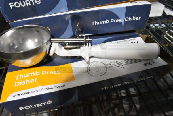 4 BRAND NEW SCRATCH AND DENT! Fourté #6 White Thumb Press Disher - 5.33 oz. 4 Times Your Bid! - Image 2 of 3