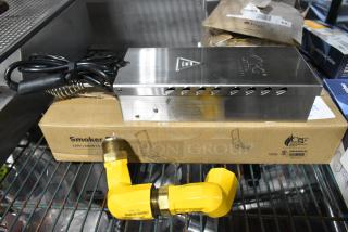 2 BRAND NEW SCRATCH AND DENT! Items Including Cooking Performance Group 351SMKR120 Portable Smoker Box - 120V and Gas Pipe Piece. 2 Times Your Bid!