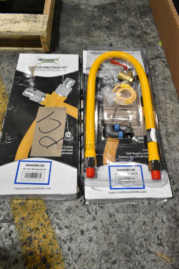 2 BRAND NEW SCRATCH AND DENT! 600GKM3448 Regency 48" Mobile Gas Connector Hose Kit with 2 Elbows, Full Port Valve, Restraining Device, and Quick Disconnect - 3/4". 2 Times Your Bid! - Image 1 of 6