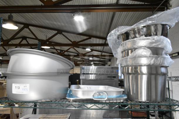 13 BRAND NEW SCRATCH AND DENT! Items Including Stainless Steel Cylindrical Bins, Metal Pan and Metal Insert. 13 Times Your Bid! - Image 1 of 2